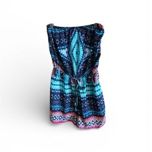 Colorful Strapless Patterned Romper